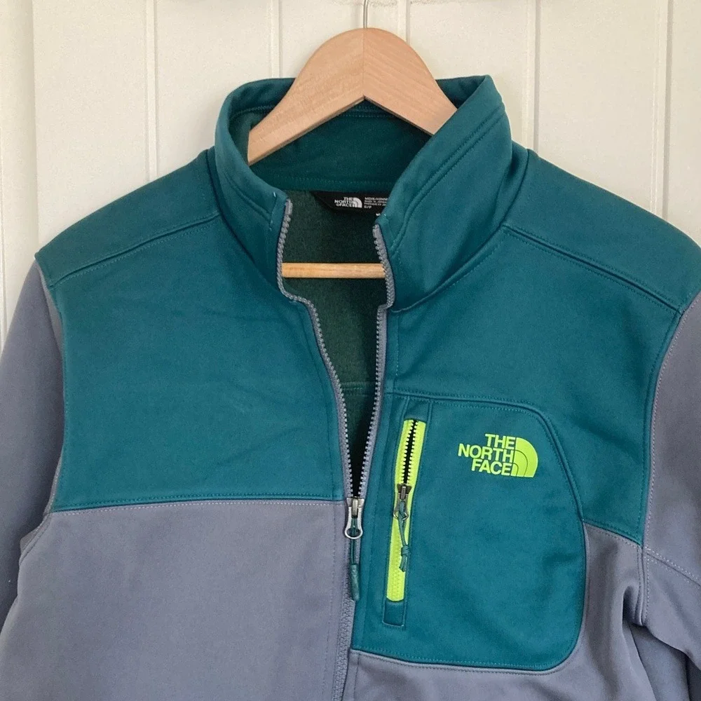 The‎ North Face Mens Gray Teal Risor WindWall Softshell Jacket Size Small